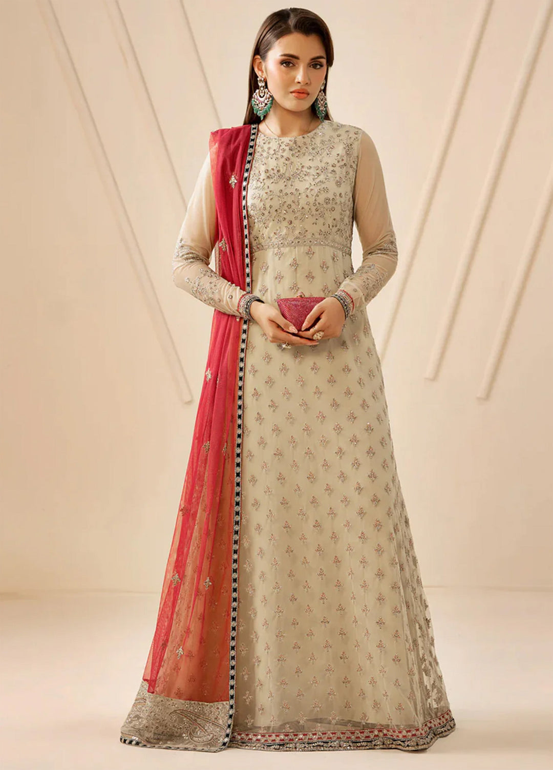 Riwayat by Zarif Unstitched Embroidered Net 3 Piece Suit ZR26URN ZRF-RC-04 SANDALI - Festive Collection