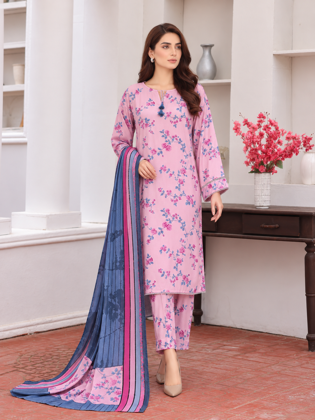 Hz Textiles Unstitched Printed Viscose Twill 3 Piece Suit HZ26UVT VT-5031 - Winter Collection