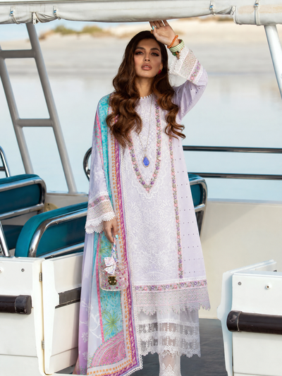 La Elise Women RTW Embroidered Schiffli Lawn 3 Piece Suit 0001303 Glace - Casual Collection