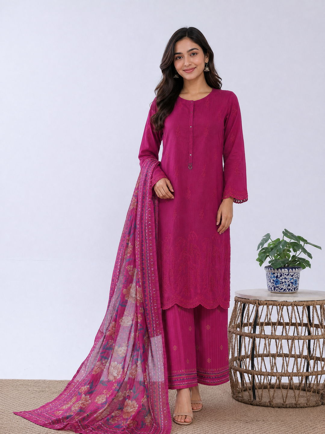 HZ Textiles RTW Embroidered Cross Hatch 3 Piece Suit HZ26PCL Sbe-3P-080 - Casual Collection