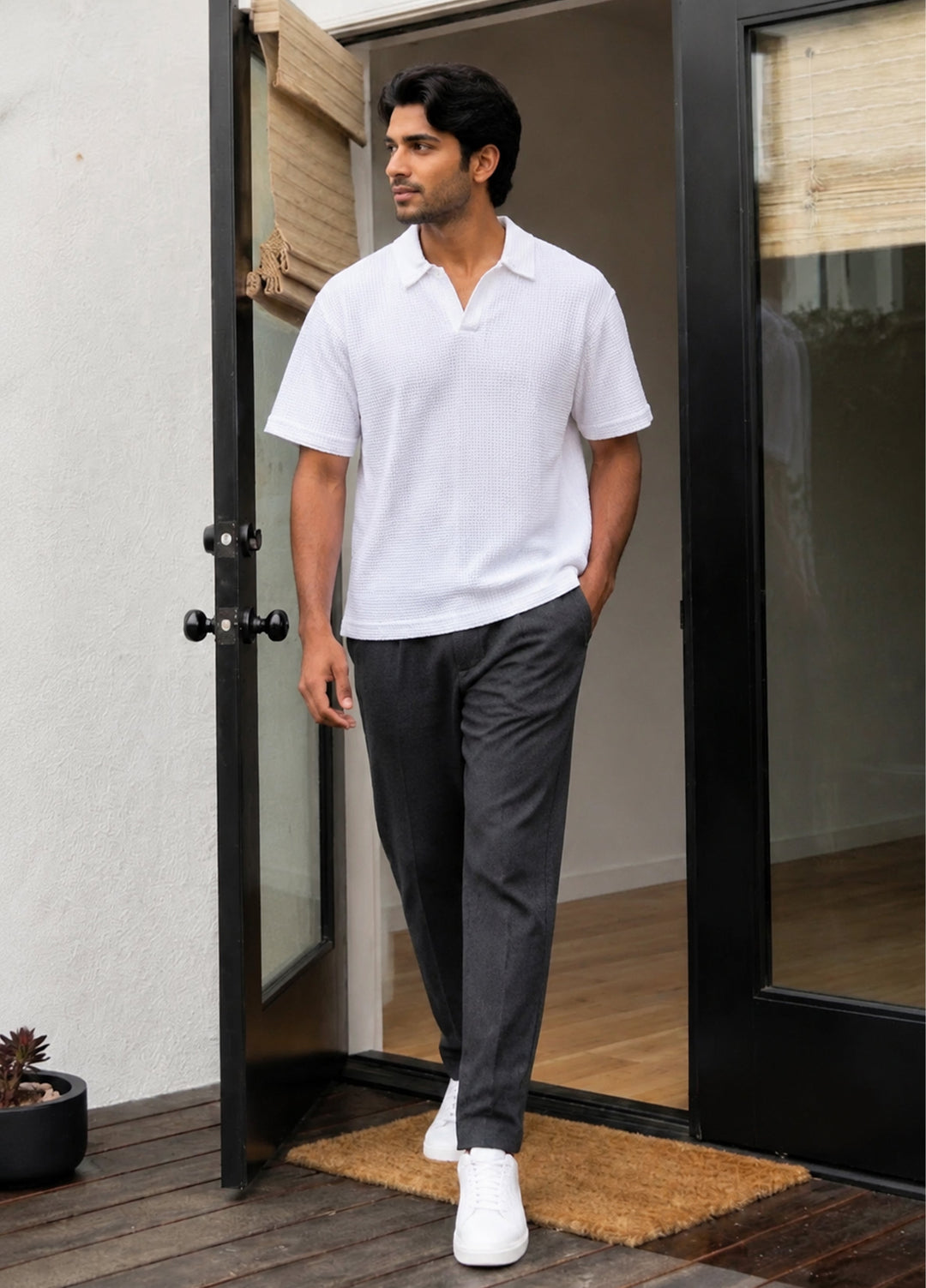 J.F Denim Mens RTW Solids Cotton Polo T.Shirt Polo White - Casual Collection