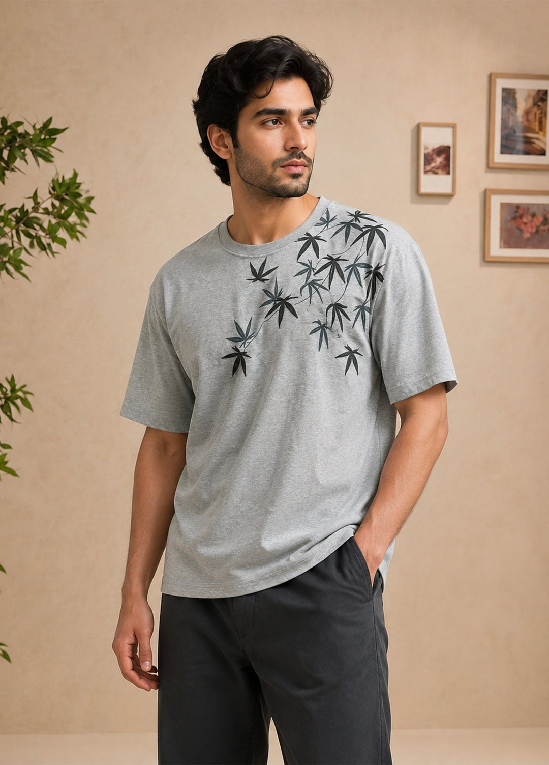 J.F Denim Mens RTW Solids Cotton 1 Piece T.Shirt R.Neck L.Grey - Casual Collection