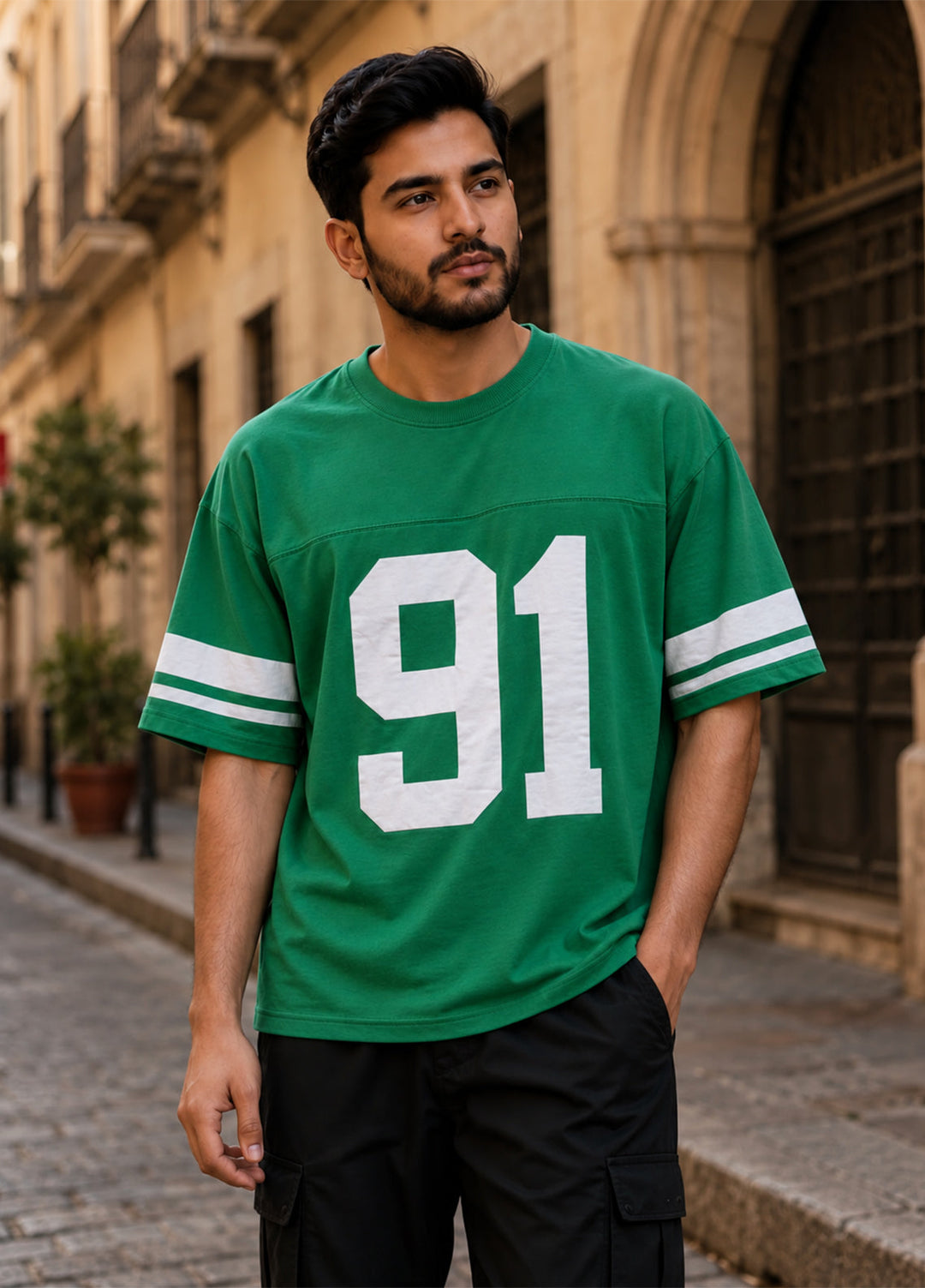 J.F Denim Mens RTW Solids Cotton 1 Piece T.Shirt R.Neck Green - Casual Collection