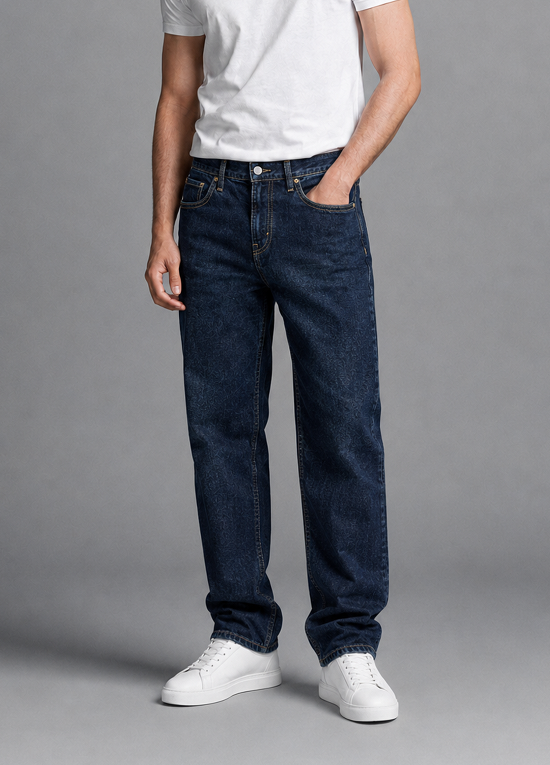 J.F Denim Mens RTW Solids Denim Pants ST-3 Navy - Casual Collection