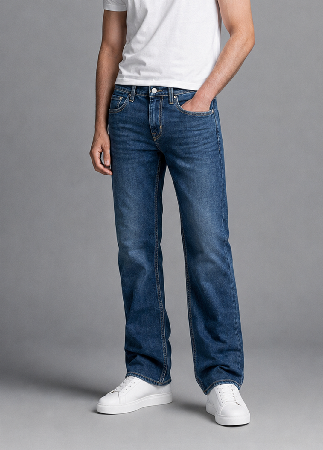 J.F Denim Mens RTW Solids Denim Pants ST-5 D.Blue - Casual Collection