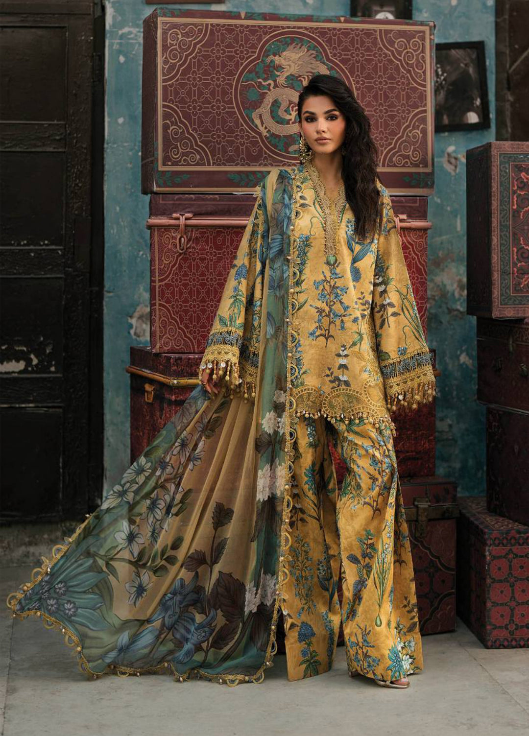M Prints by Maria B Unstitched Printed Cambric 3 Piece Suit MB26UPC 6A - Casual Collection