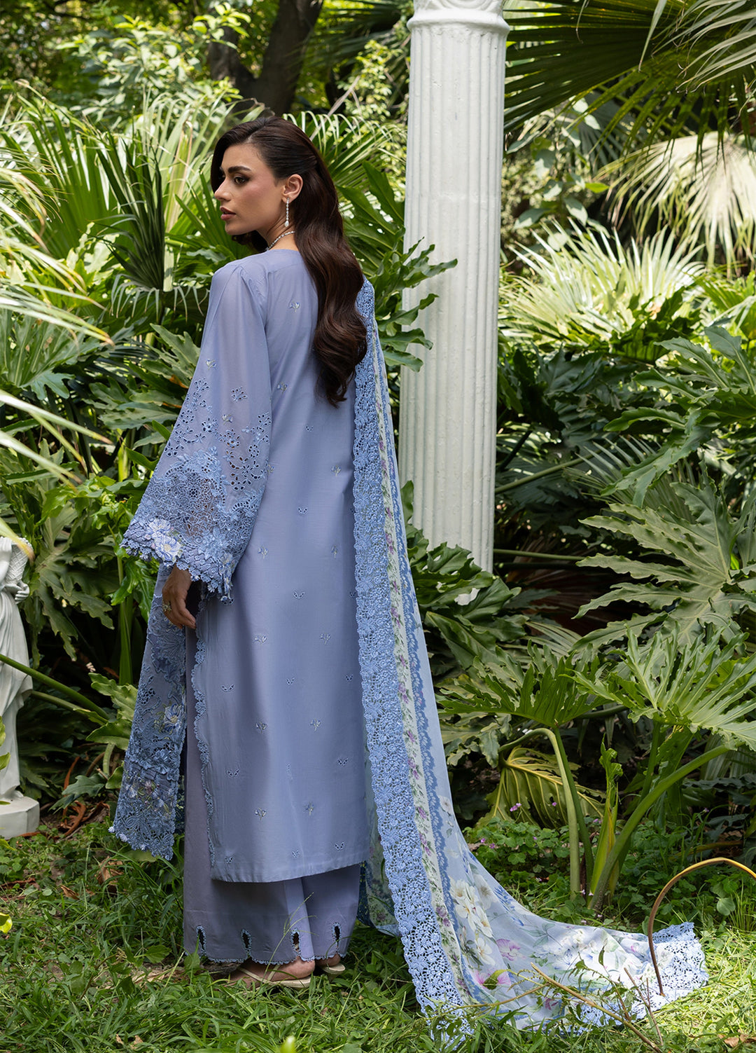 Elaf Premium Unstitched Embroidered Lawn 3 Piece Suit EL26ULF Lavender Luxe ELQ-2B - Festive Collection