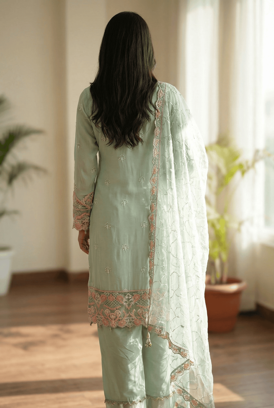 Maher E Naseeb by Maherposh RTW Embroidered Chiffon 3 Piece Suit FHM-1042 Festive Collection