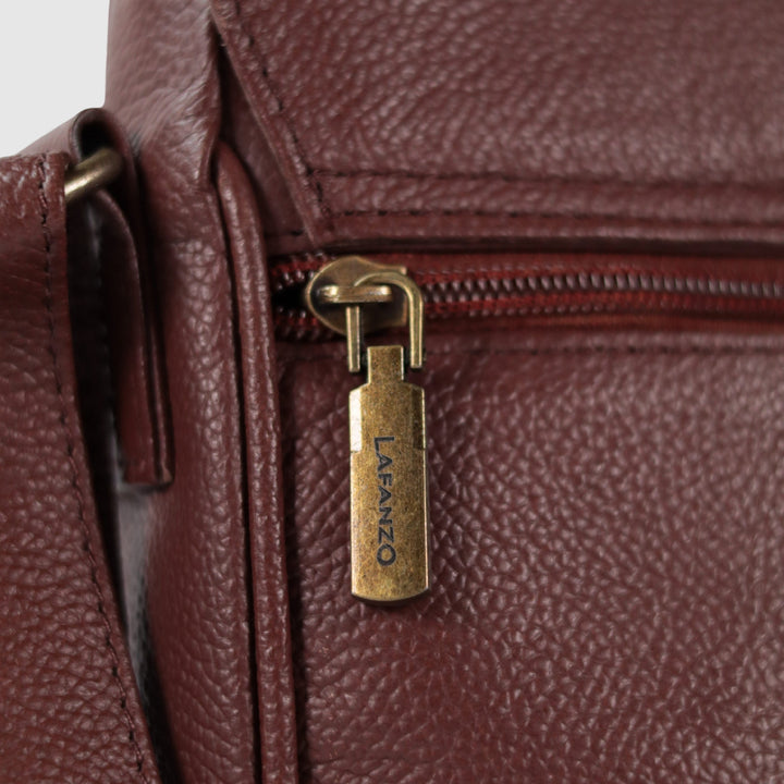 Lafanzo Unisex Leather Edge Crossbody Pack Heritage Brown - Accessories Collection