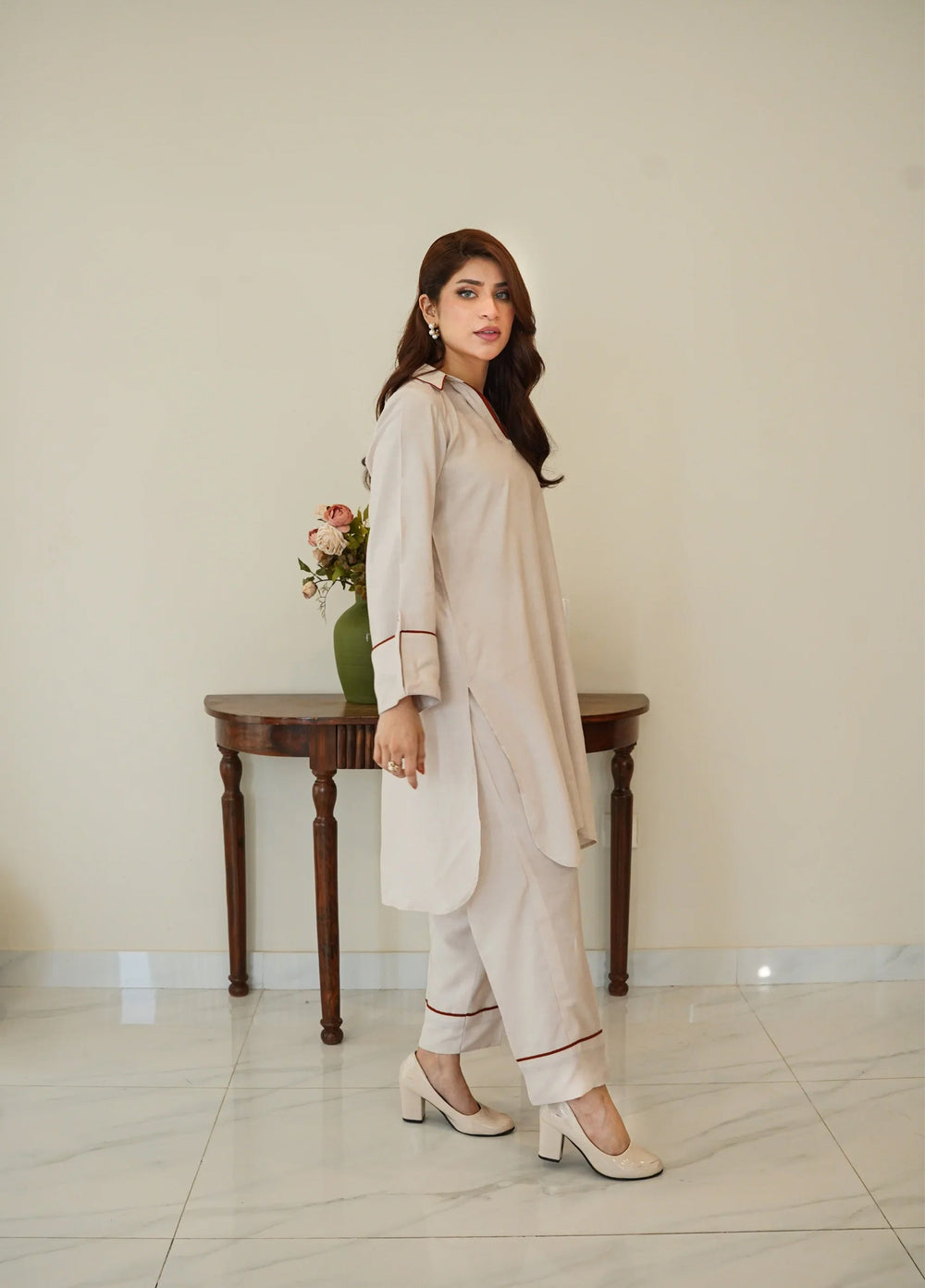 Luxe by Menaal RTW Solids Viscose Lawn 2 Piece Suit IVORY - Casual Collection