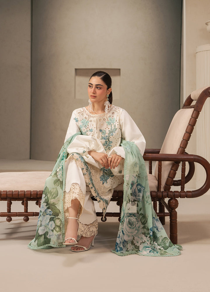 E-Craft by Elaf Unstitched Embroidered Lawn 3 Piece Suit EHC-1A Vanilla - Casual Collection