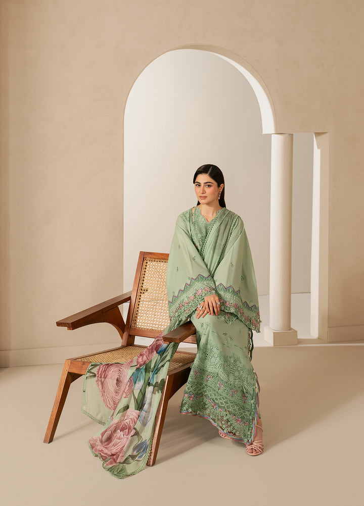 E-Craft by Elaf Unstitched Embroidered Lawn 3 Piece Suit EHC-4B Aloe - Casual Collection