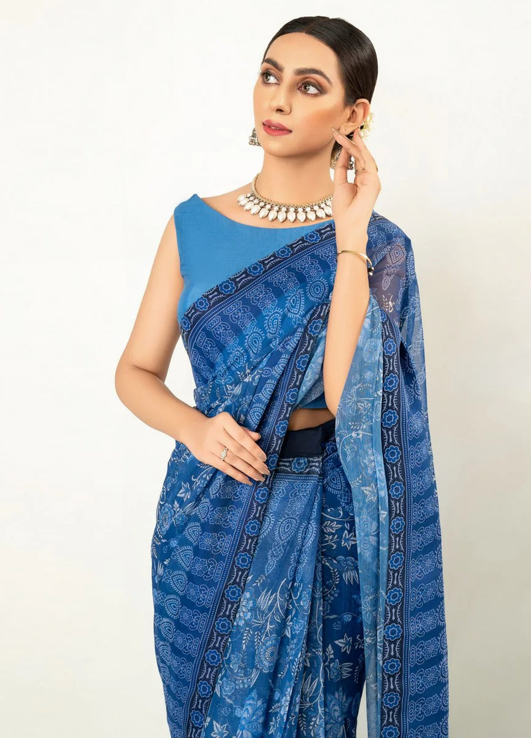 Imran Aftab RTW Printed Chiffon Saree Suit IASC 05 - Festive Collection