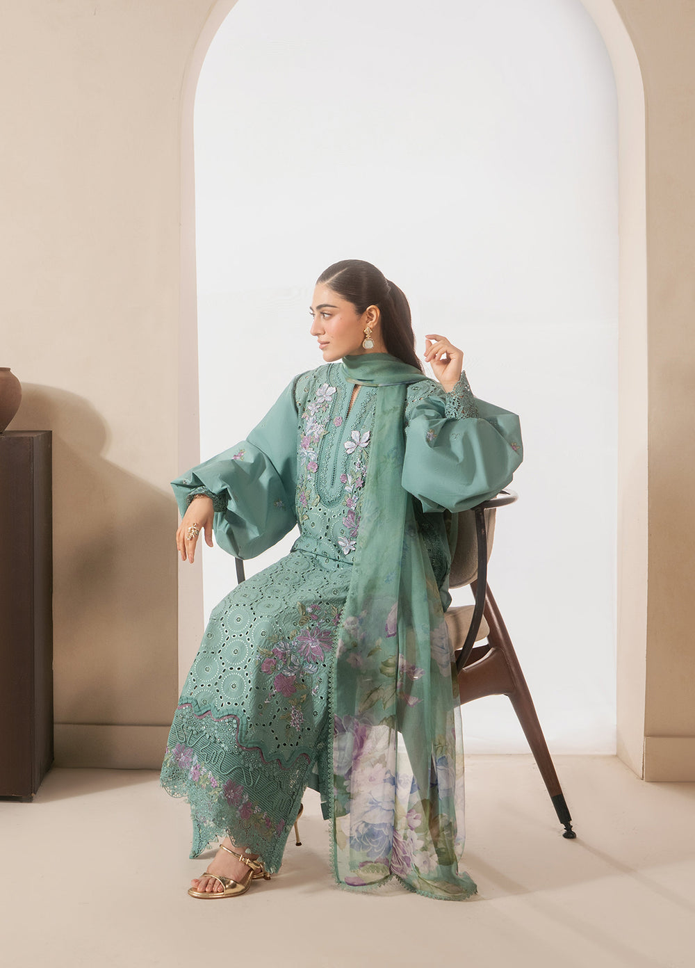 E-Craft by Elaf Unstitched Embroidered Lawn 3 Piece Suit EHC-1B Willow - Casual Collection