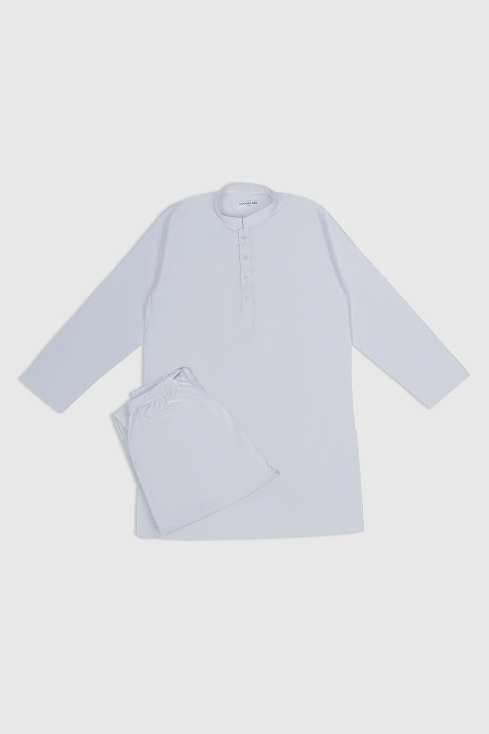 Muraqsh Ready To Wear Solids Cotton Boys Off White Blended Kurta Trouser MUR-OWK - Summer Collection