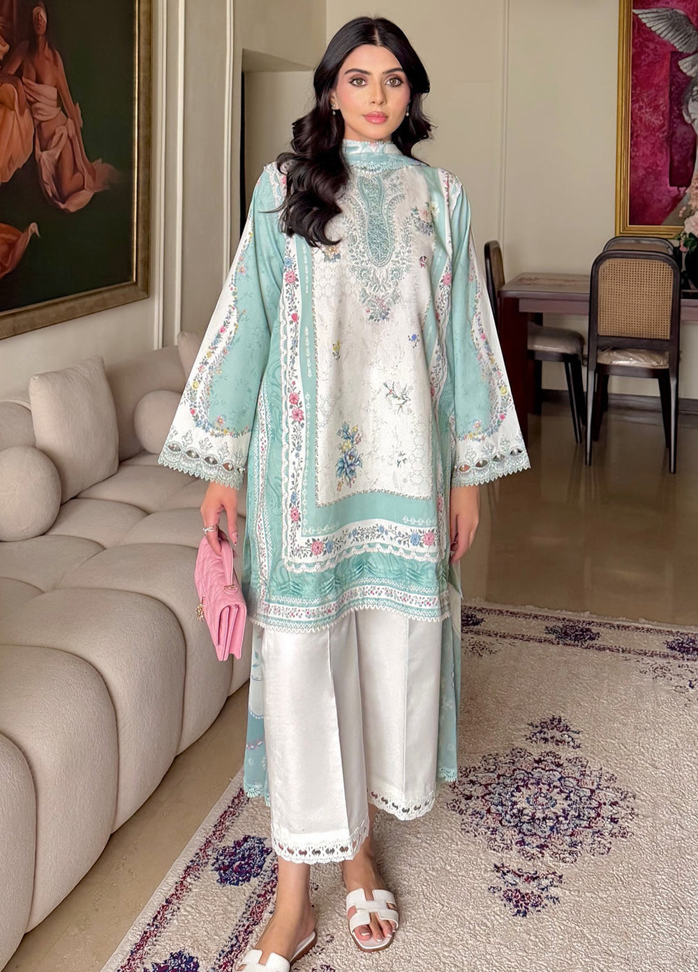 Q Prints by Qalamkar Unstitched Printed Lawn 3 Piece Suit QLK26UQL RASHA QQP-05 (B) - Summer Collection