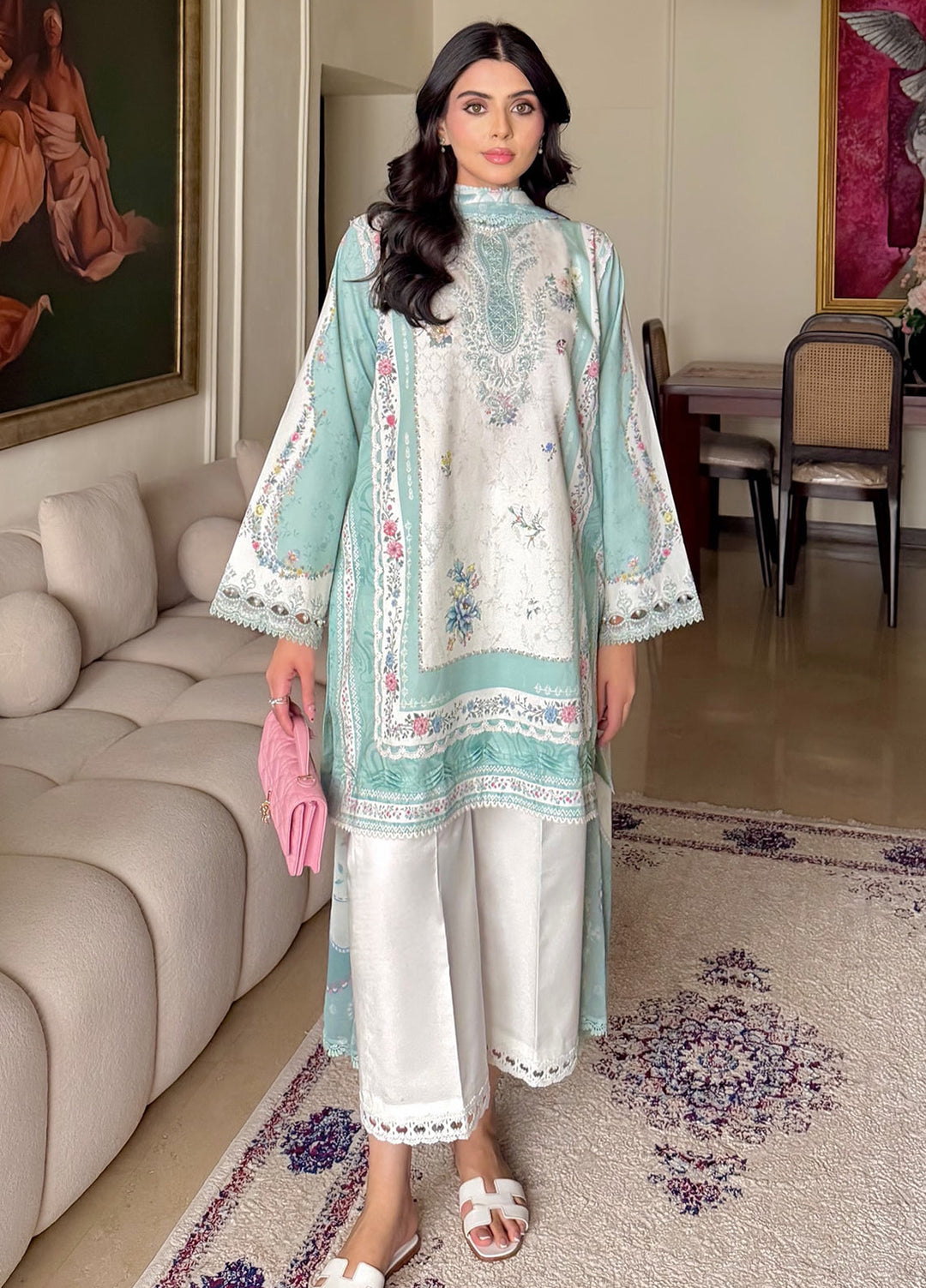 Q Prints by Qalamkar Unstitched Printed Lawn 3 Piece Suit QLK26UQL RASHA QQP-05 (B) - Summer Collection