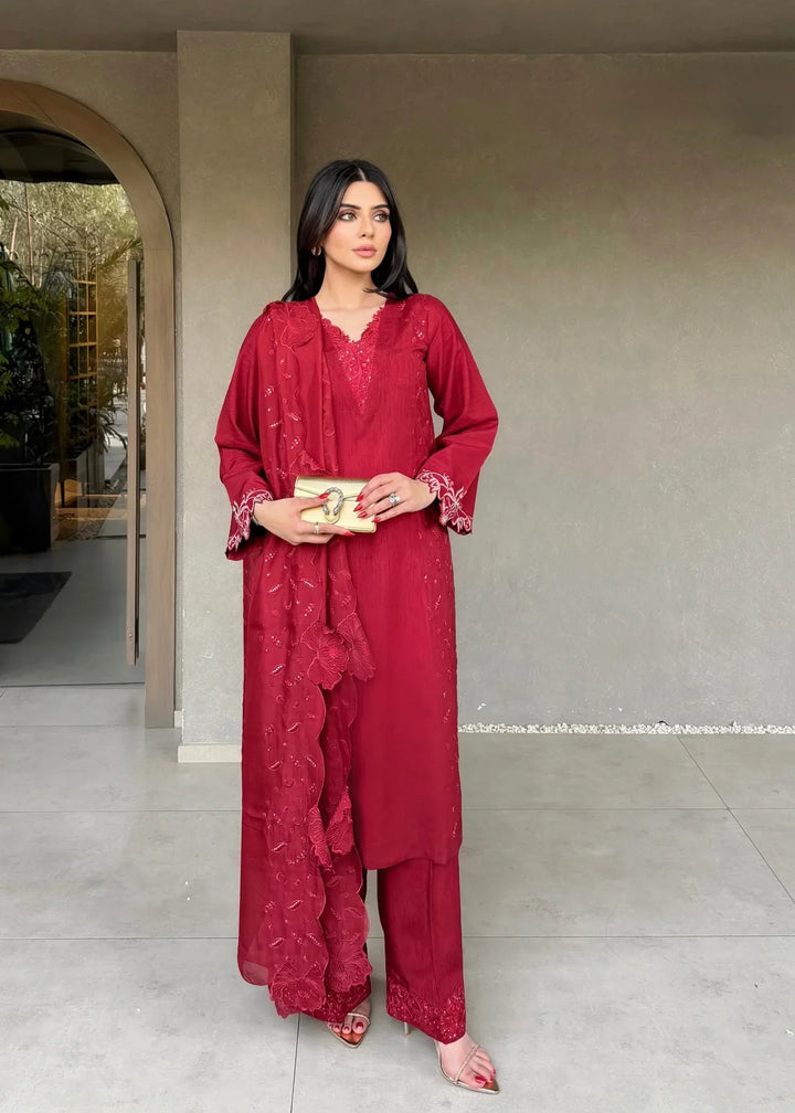 Silk Atelier by Jamni RTW Embroidered Korean Silk 3 Piece Suit CHERRY BLOOM Festive Collection