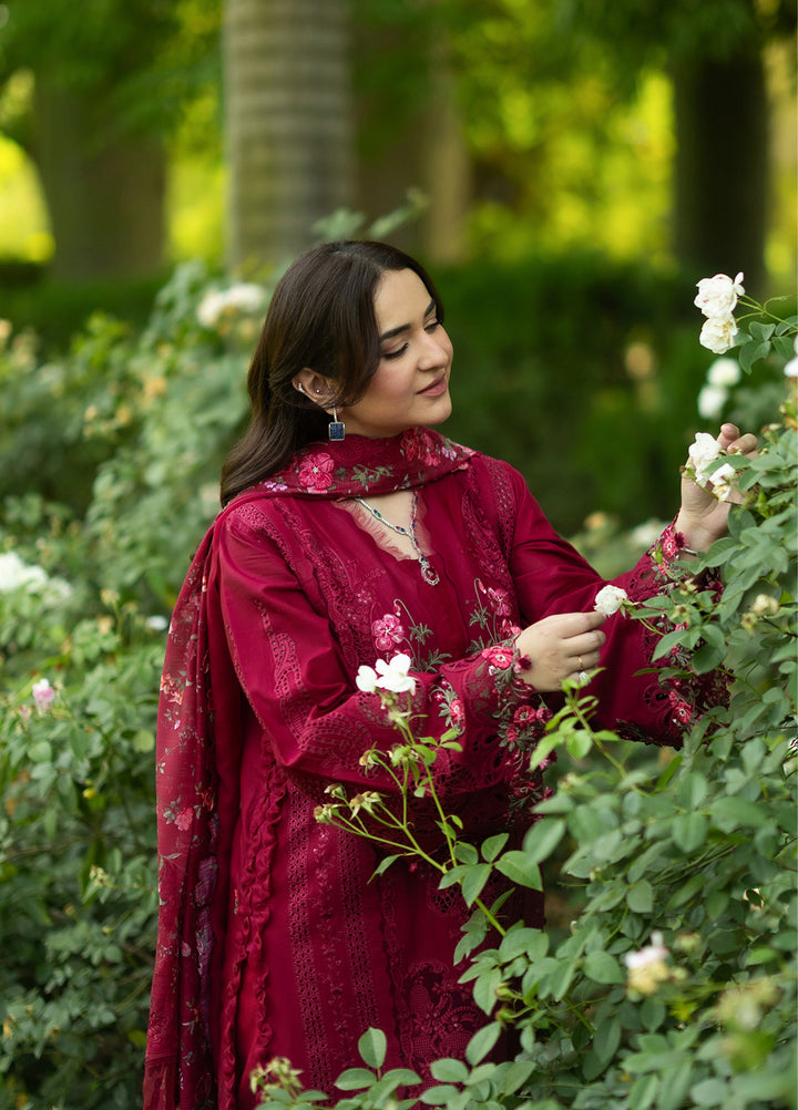 Elaf Premium Unstitched Embroidered Lawn 3 Piece Suit EL26ULF Falling Petals ELQ-4A - Festive Collection