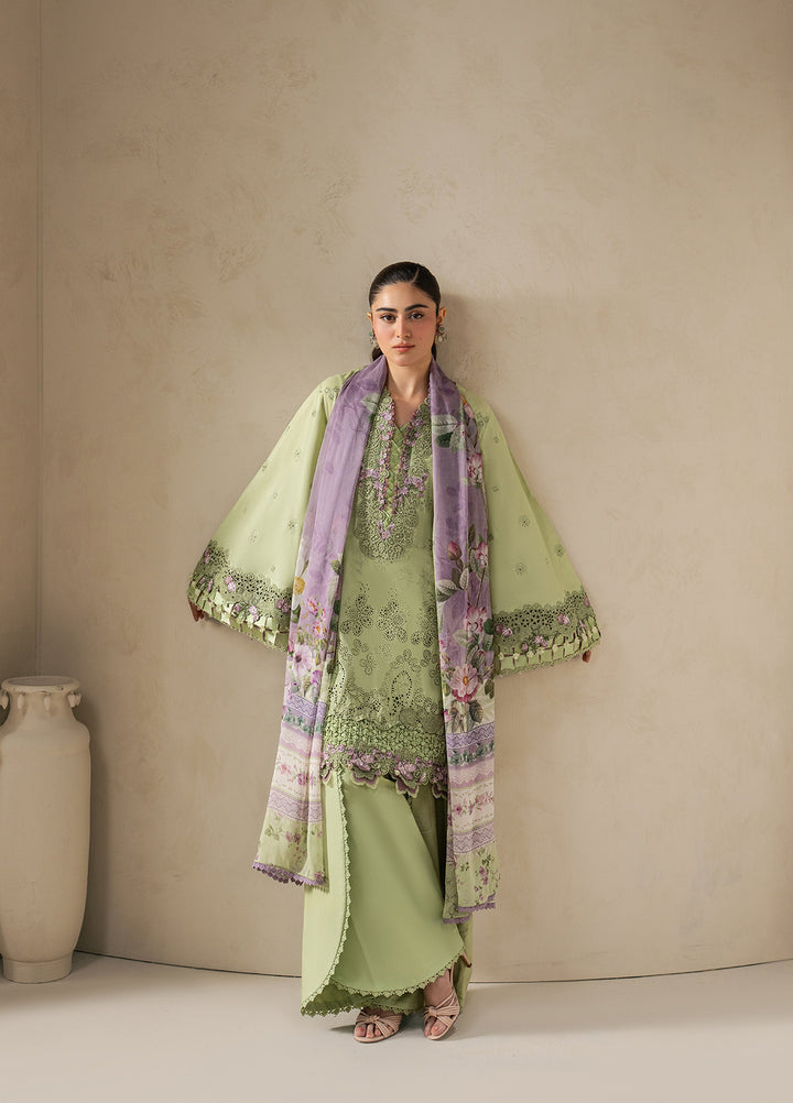 E-Craft by Elaf Unstitched Embroidered Lawn 3 Piece Suit EHC-6A Basil - Casual Collection