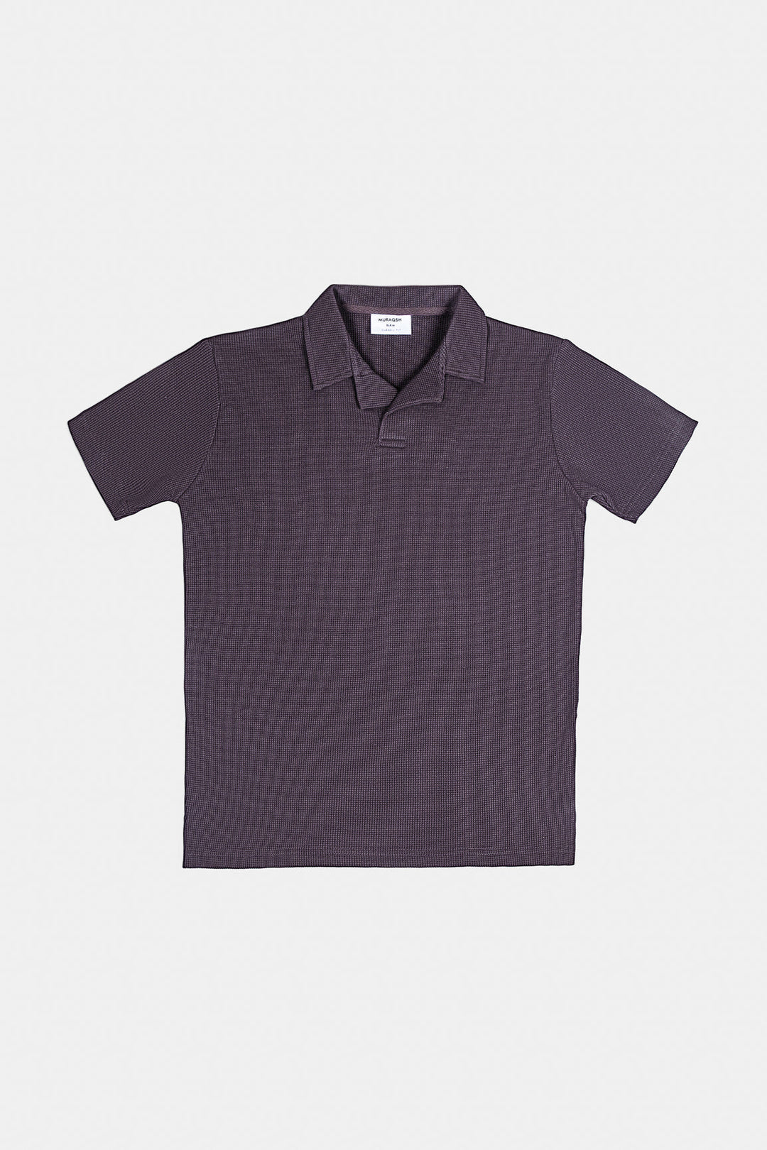 Muraqsh Ready To Wear Solids Waffle Men Dark Brown Revere Polo ABD-DBWRP - Summer Collection