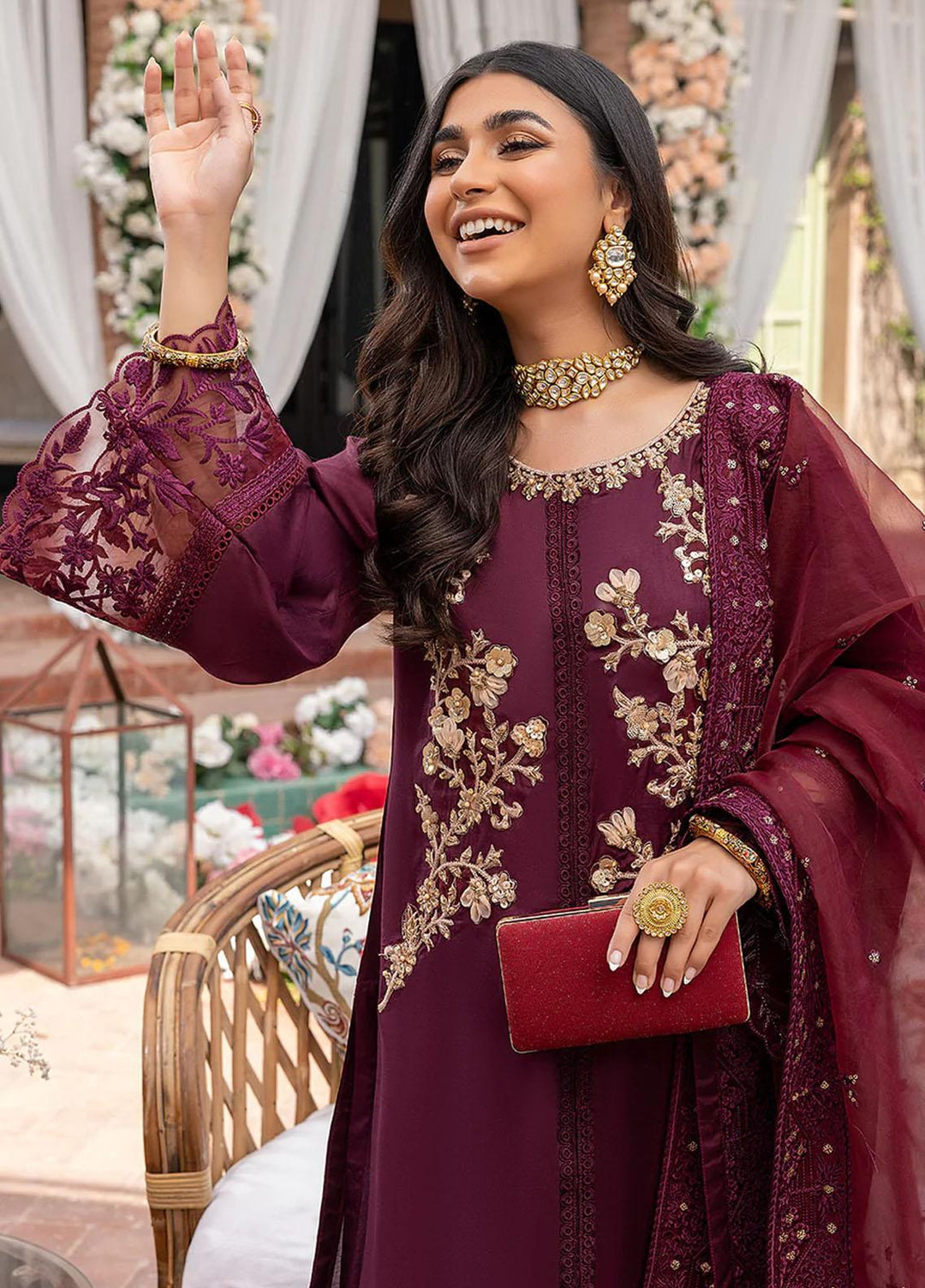 Azure Pret Embroidered Silk 3 Piece Dress Petunia PT298