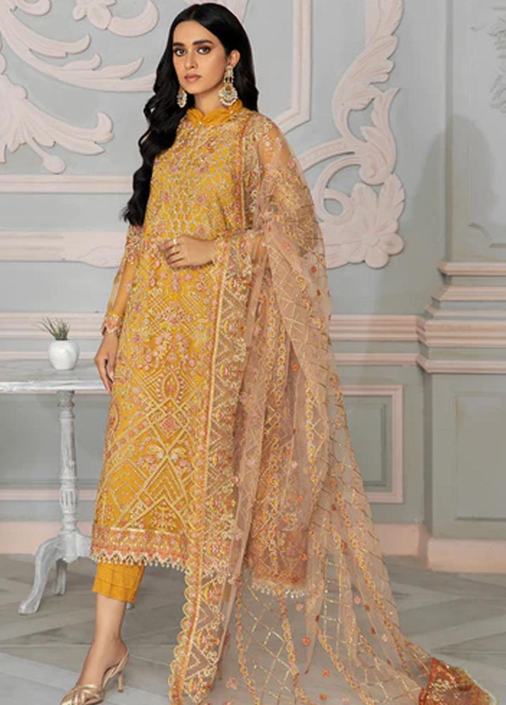 Bahaar by Zarif Embroidered  Suits Unstitched 3 Piece ZB 03 GOLDIER - Luxury Collection