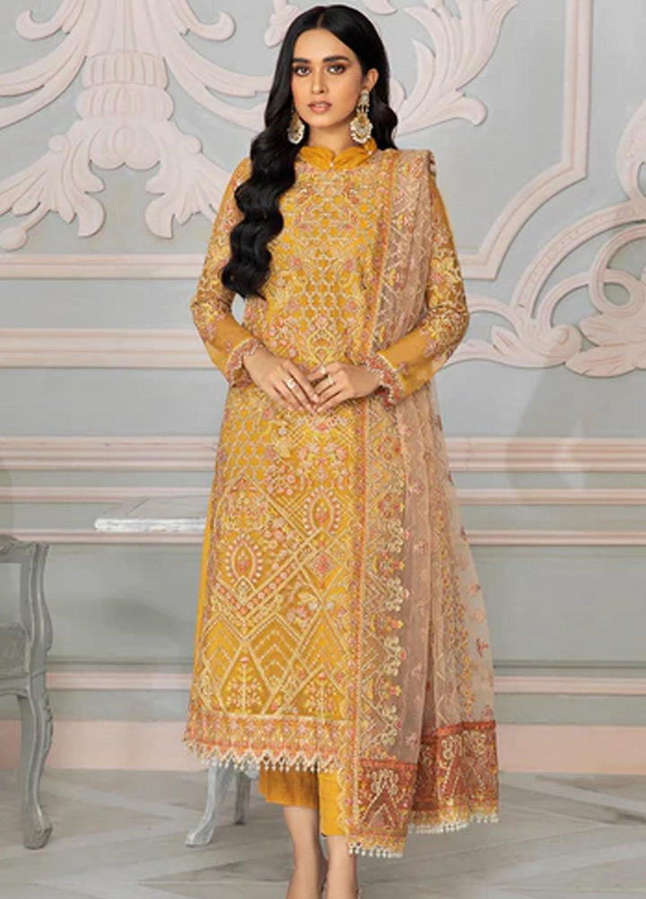 Bahaar by Zarif Embroidered  Suits Unstitched 3 Piece ZB 03 GOLDIER - Luxury Collection
