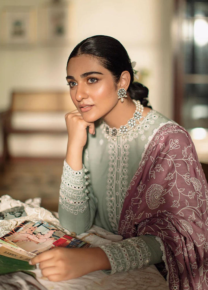 Cross Stitch Embroidered Linen Suits Unstitched 3 Piece CS22W 04 Pistachio Glaze - Winter Collection