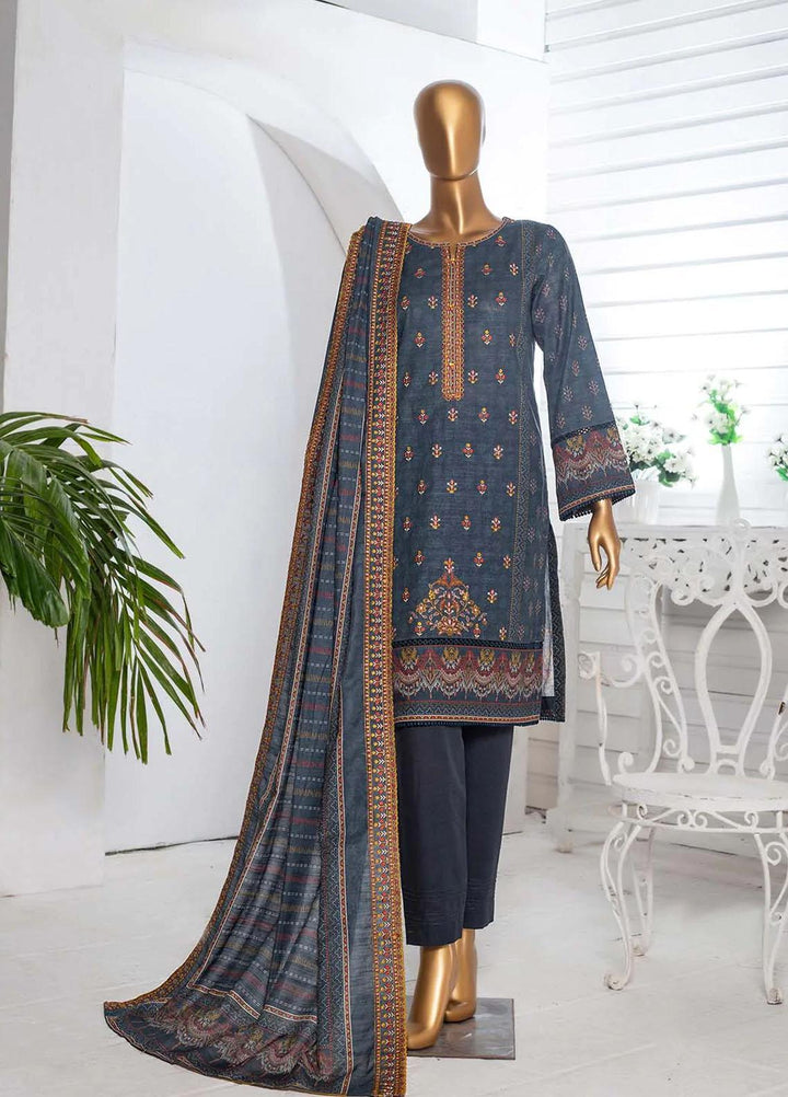 HZ Textiles Embroidered Khaddar Suits Unstitched 3 Piece HZ22PK-V3 PKE-2209 - Winter Collection
