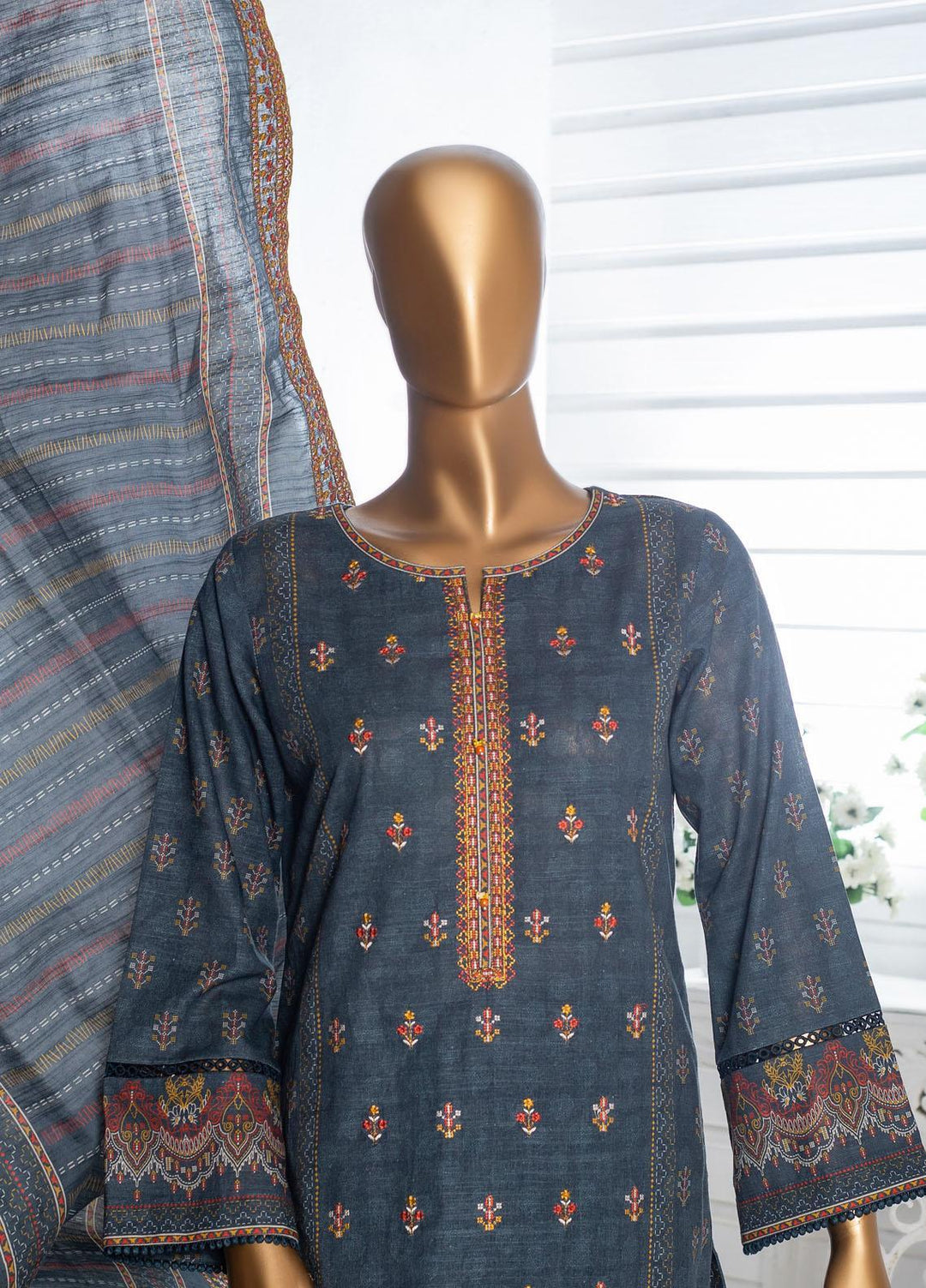 HZ Textiles Embroidered Khaddar Suits Unstitched 3 Piece HZ22PK-V3 PKE-2209 - Winter Collection