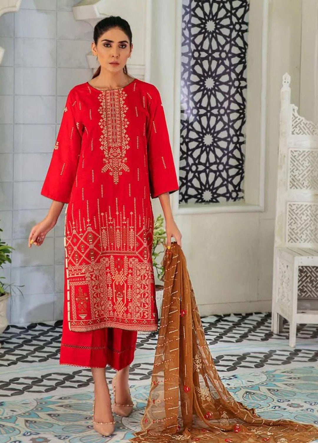 Noir By Humdum Embroidered Linen Suits Unstitched 3 Piece HD22N D-04 - Winter Collection