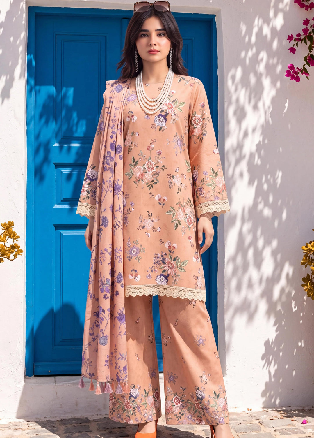Coco by Al Zohaib Unstitched Printed Cambric 3 Piece Suit AZ26UCC D-10 - Casual Collection