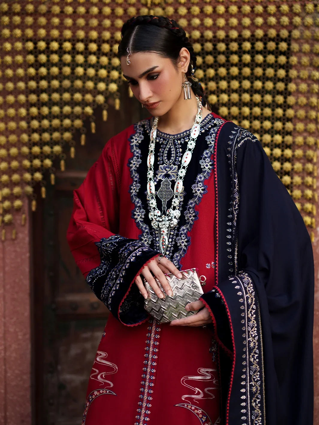 Gulnar by Bin Ilyas Unstitched Embroidered Karandi 3 Piece Suit BI26UGK 1011A - Festive Collection