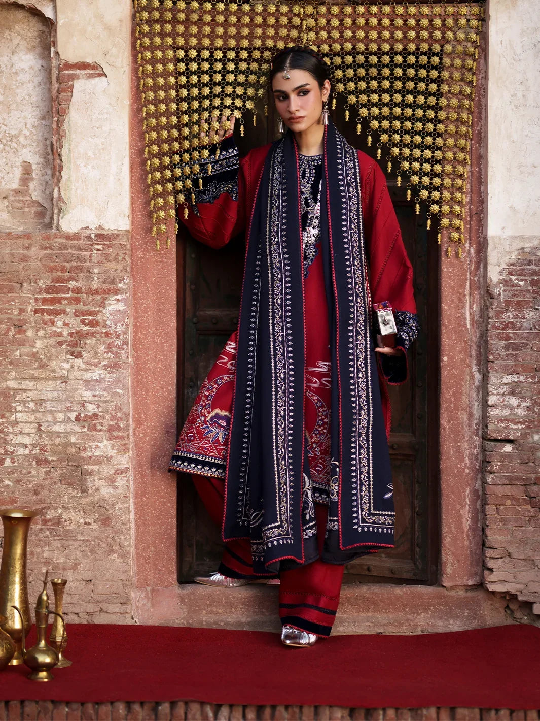 Gulnar by Bin Ilyas Unstitched Embroidered Karandi 3 Piece Suit BI26UGK 1011A - Festive Collection