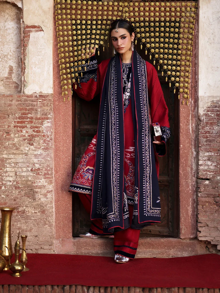 Gulnar by Bin Ilyas Unstitched Embroidered Karandi 3 Piece Suit BI26UGK 1011A - Festive Collection