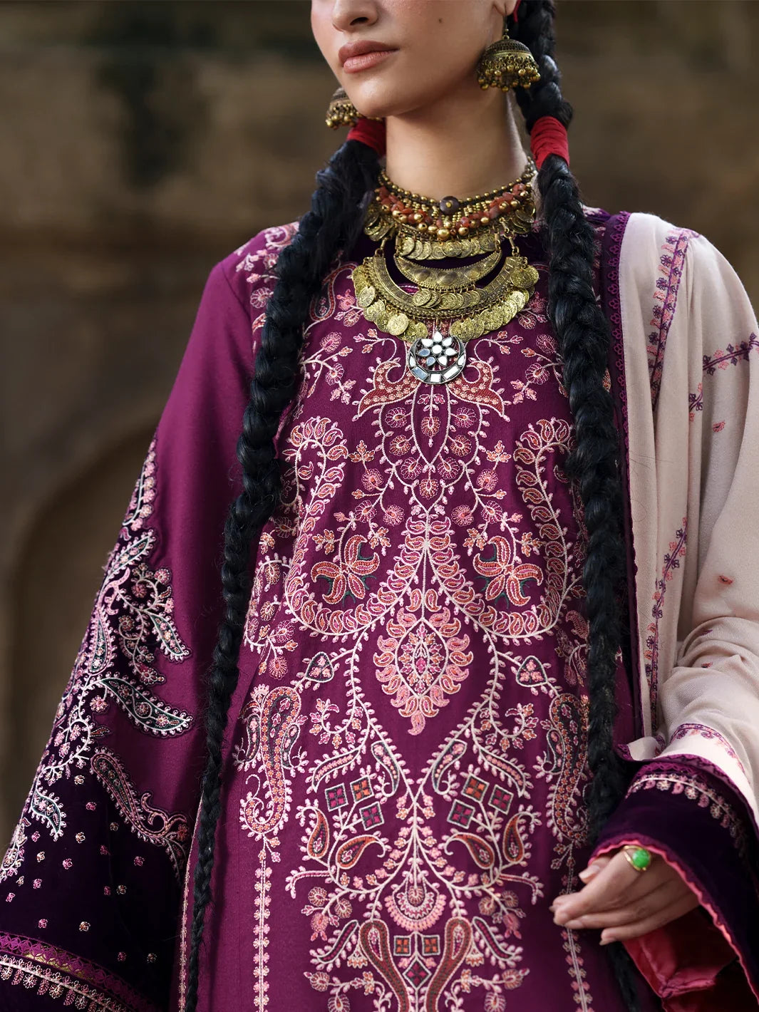 Gulnar by Bin Ilyas Unstitched Embroidered Karandi 3 Piece Suit BI26UGK 1013A - Festive Collection
