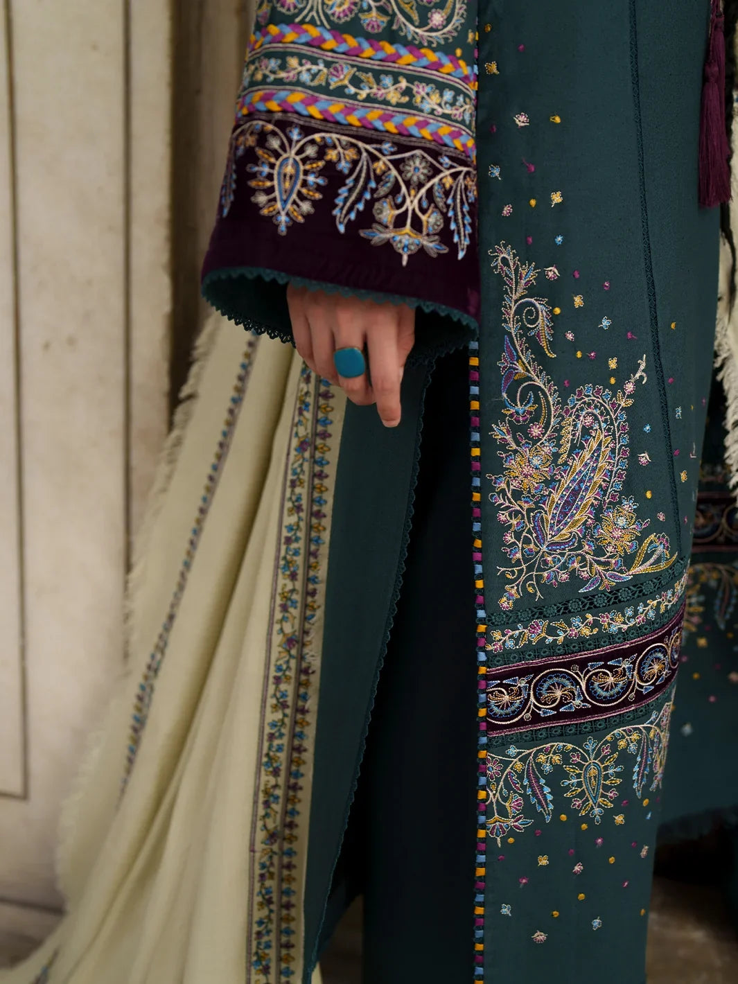 Gulnar by Bin Ilyas Unstitched Embroidered Karandi 3 Piece Suit BI26UGK 1014A - Festive Collection