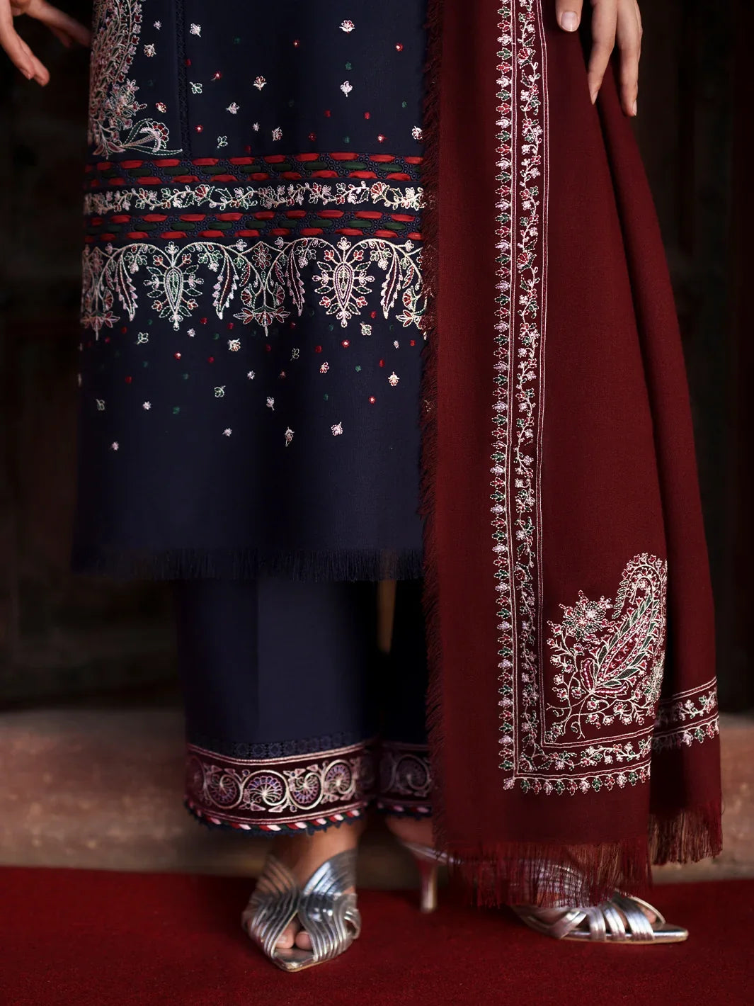 Gulnar by Bin Ilyas Unstitched Embroidered Karandi 3 Piece Suit BI26UGK 1014B - Festive Collection