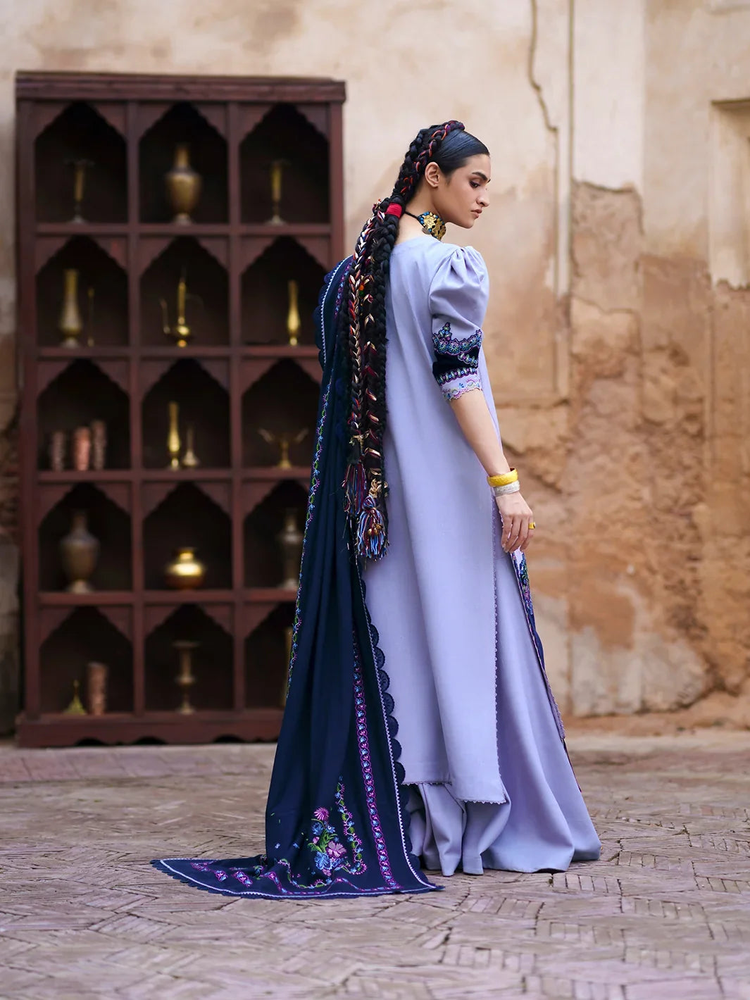 Gulnar by Bin Ilyas Unstitched Embroidered Karandi 3 Piece Suit BI26UGK 1015B - Festive Collection