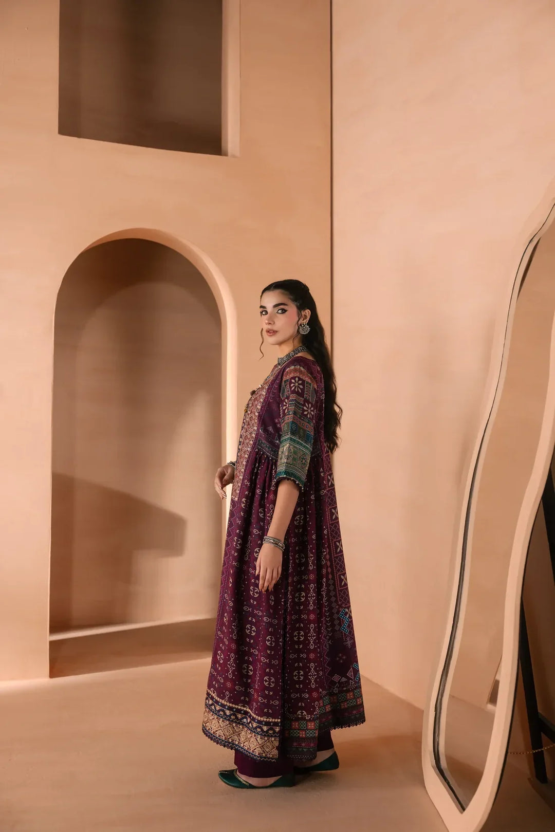 One Nation by Florent Unstitched Embroidered Viscose 3 Piece Suit FL26UON Layla - Casual Collection