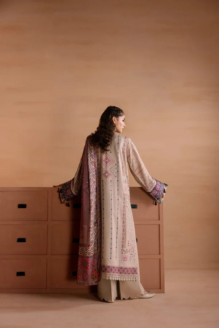 One Nation by Florent Unstitched Embroidered Viscose 3 Piece Suit FL26UON Khaaki - Casual Collection