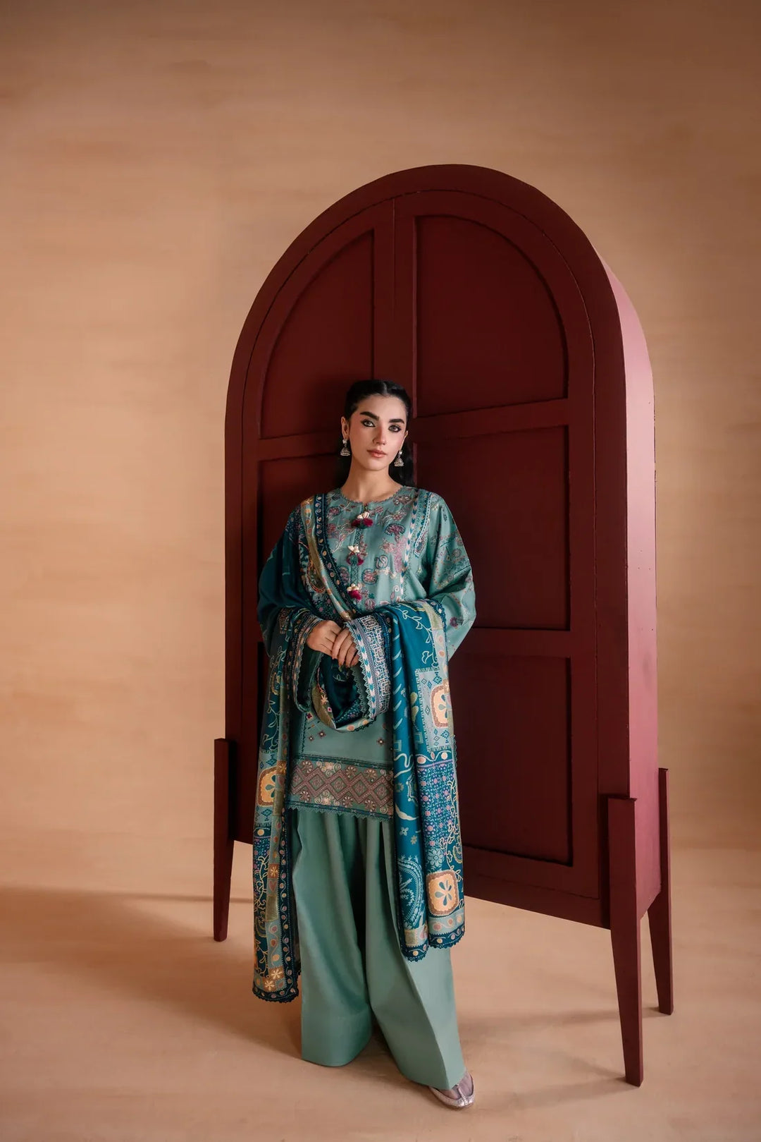 One Nation by Florent Unstitched Embroidered Viscose 3 Piece Suit FL26UON Inara - Casual Collection