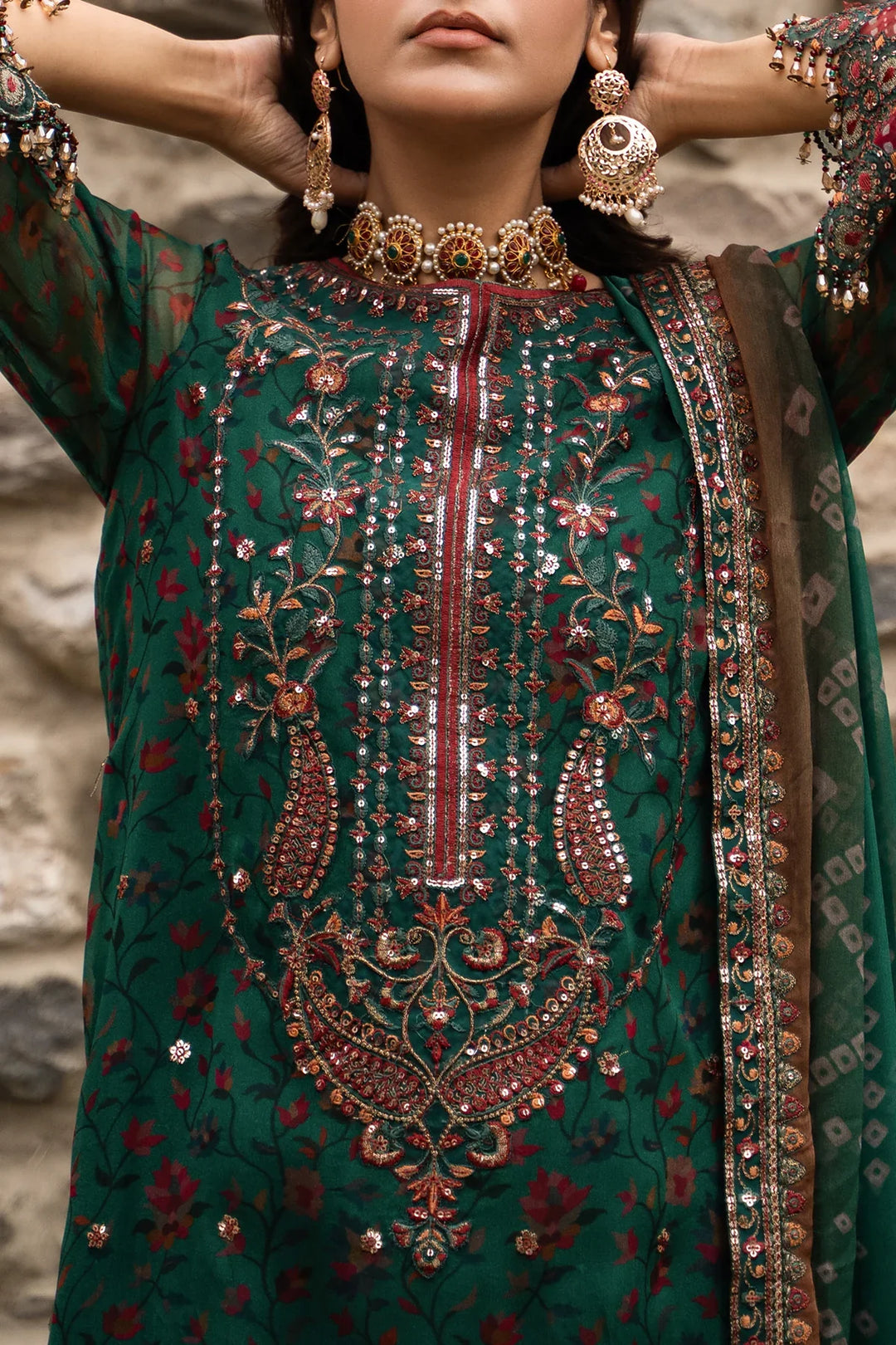 Vasal by Charizma Unstitched Embroidered Chiffon 3 Piece Suit CHR26UVC VSLW6-14 - Festive Collection