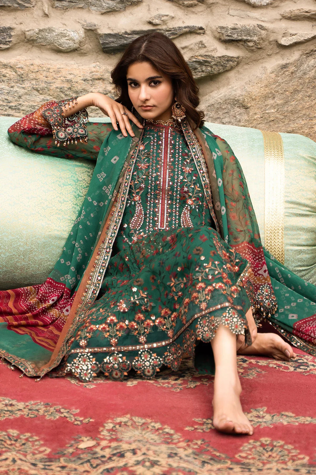 Vasal by Charizma Unstitched Embroidered Chiffon 3 Piece Suit CHR26UVC VSLW6-14 - Festive Collection