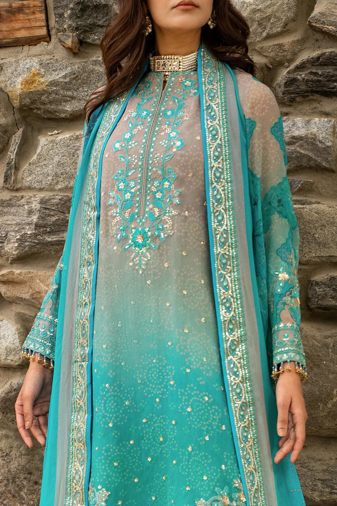 Vasal by Charizma Unstitched Embroidered Chiffon 4 Piece Suit CHR26UVC VSLW6-17 - Festive Collection