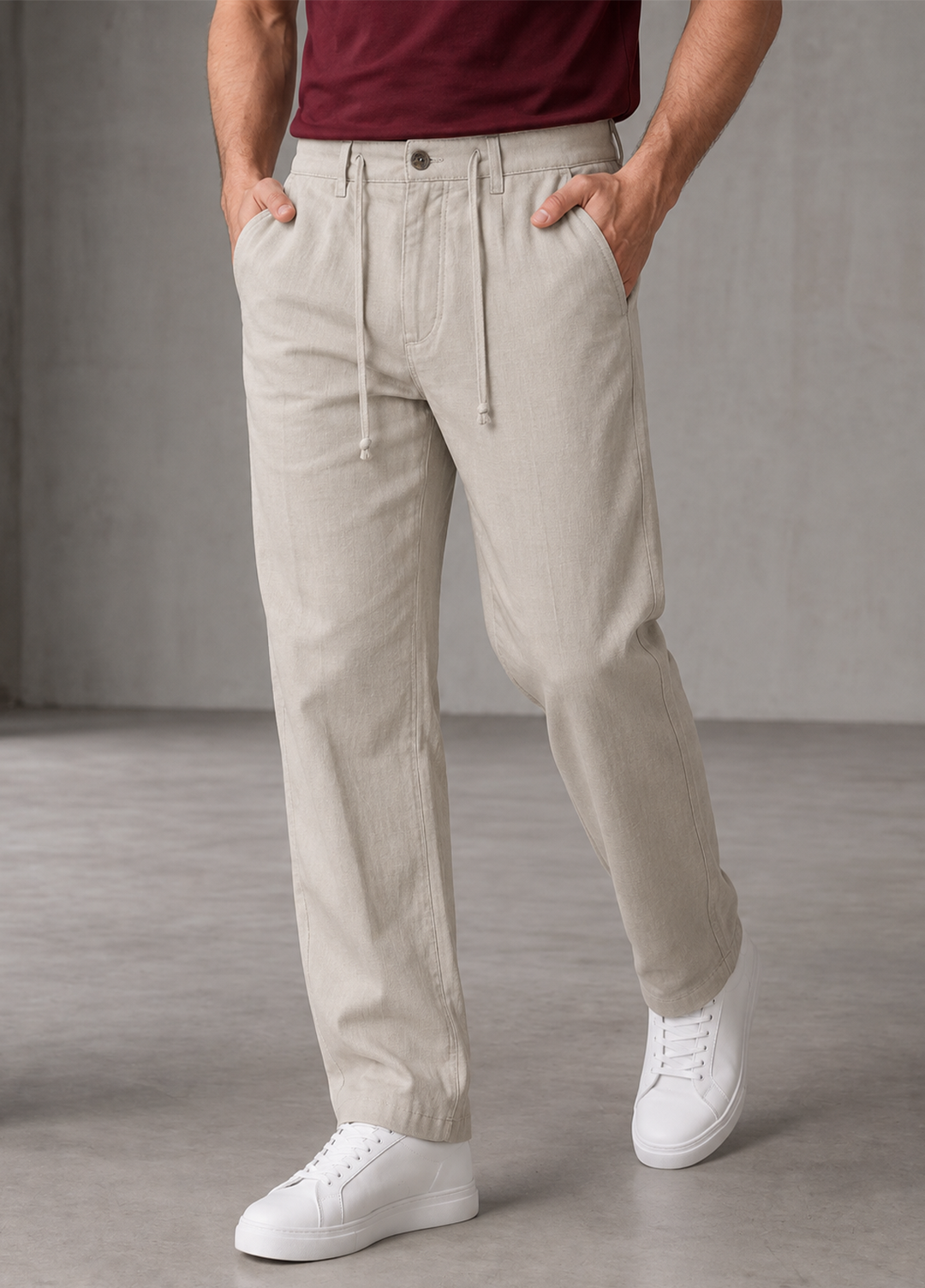 J F Denim Mens RTW Solids Linen Pants Suit Grey - Casual Collection