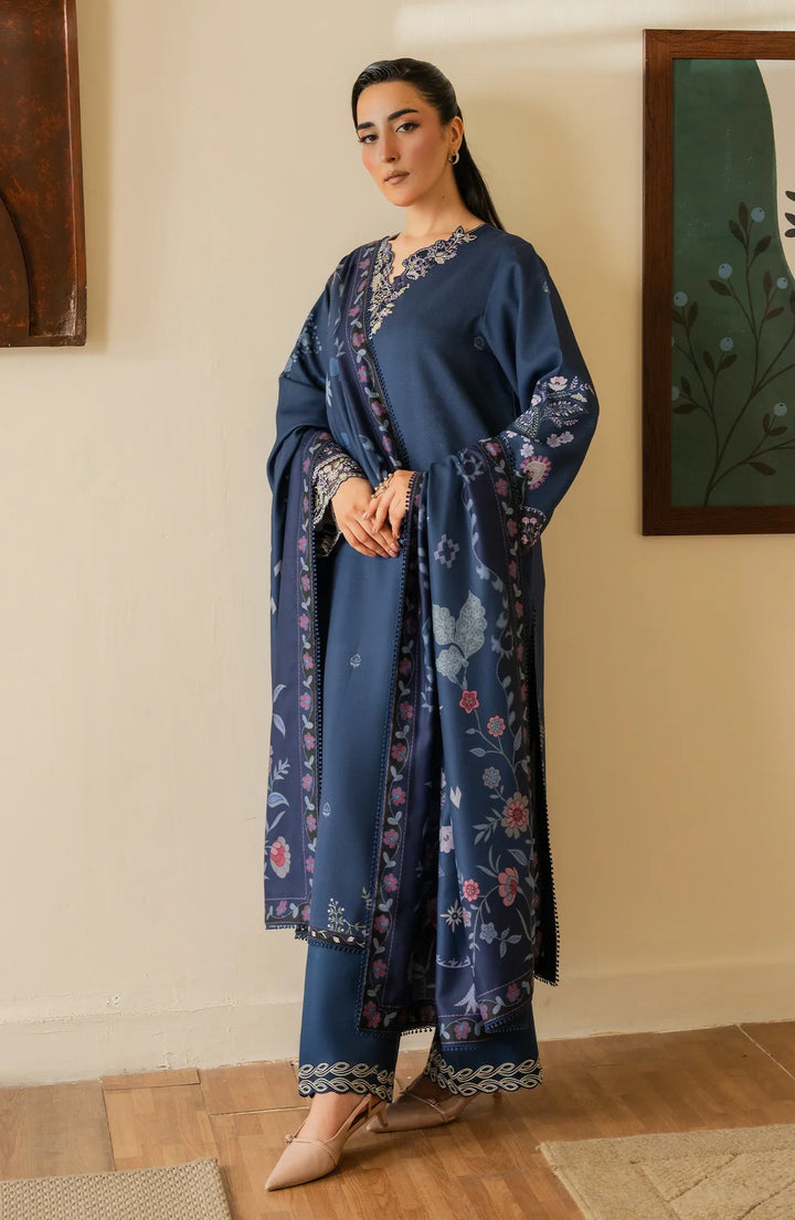 Bellini by Seran Unstitched Embroidered Viscose 3 Piece Suit SN26UBW Viona D-07 - Winter Collection