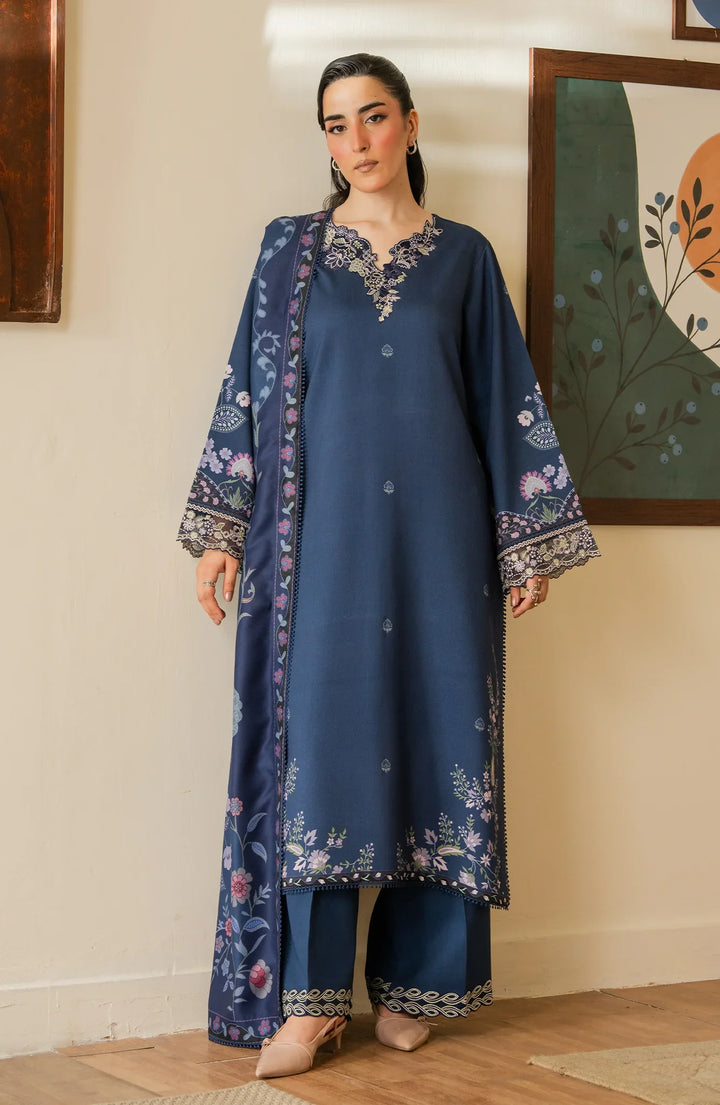 Bellini by Seran Unstitched Embroidered Viscose 3 Piece Suit SN26UBW Viona D-07 - Winter Collection