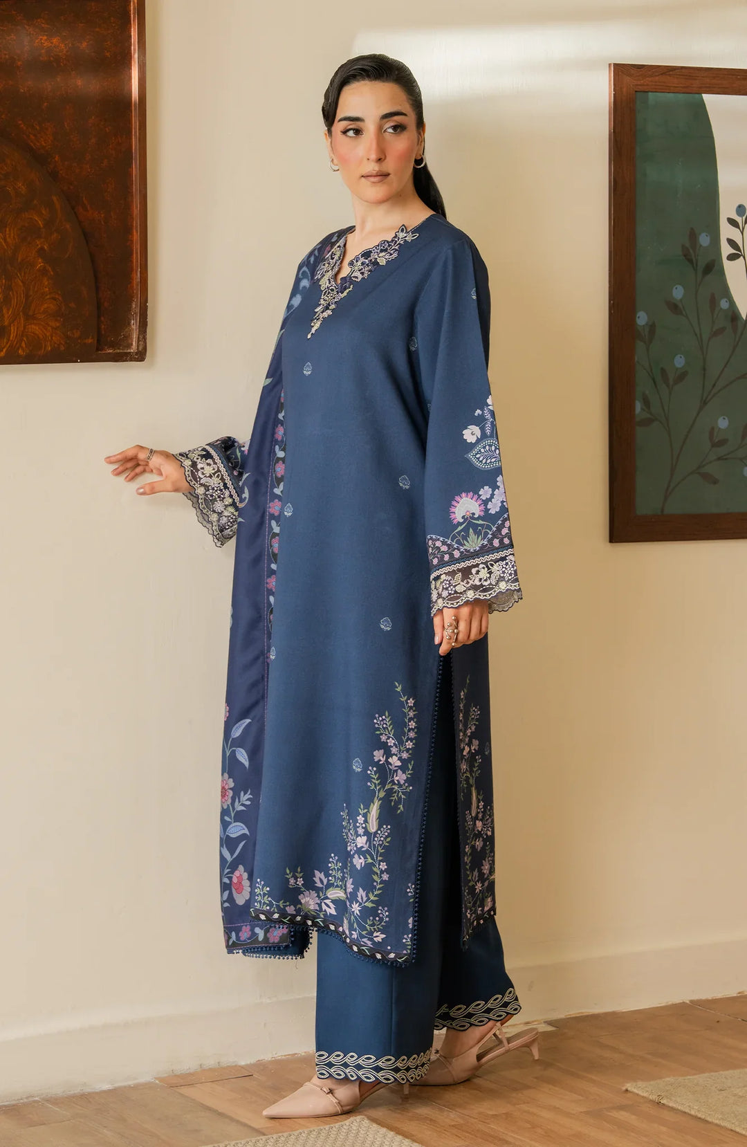 Bellini by Seran Unstitched Embroidered Viscose 3 Piece Suit SN26UBW Viona D-07 - Winter Collection